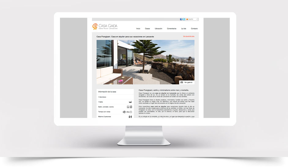 Agencia diseño web gráfica para hoteles restaurantes ibiza barcelona lanzarote - web site casa gaida