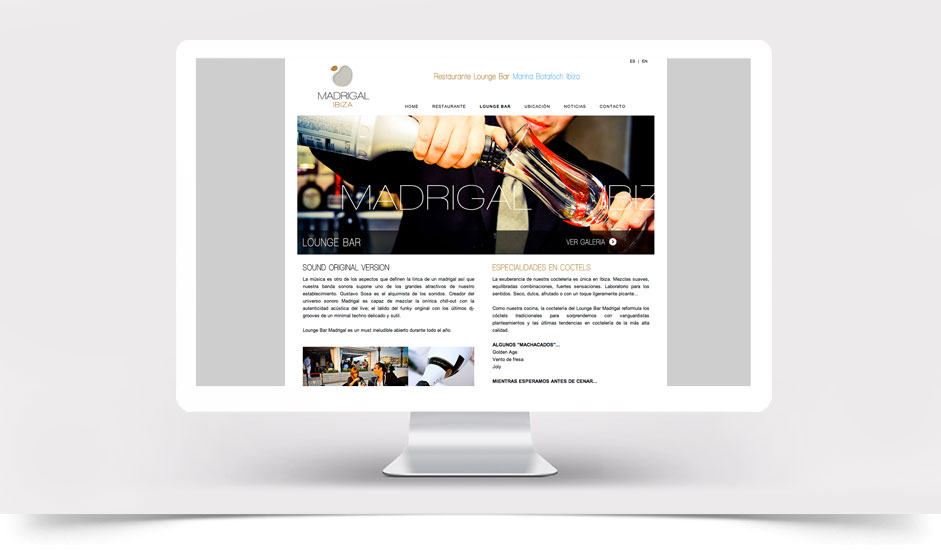Agencia diseño web gráfica hoteles restaurantes ibiza barcelona lanzarote - web site madrigal ibiza